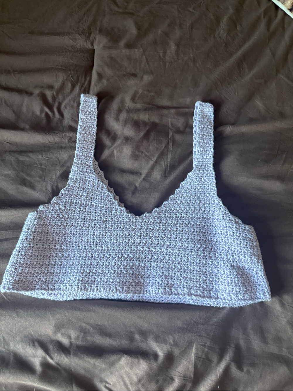 Hand made Lavender Crochet Crop Tank Top - Women